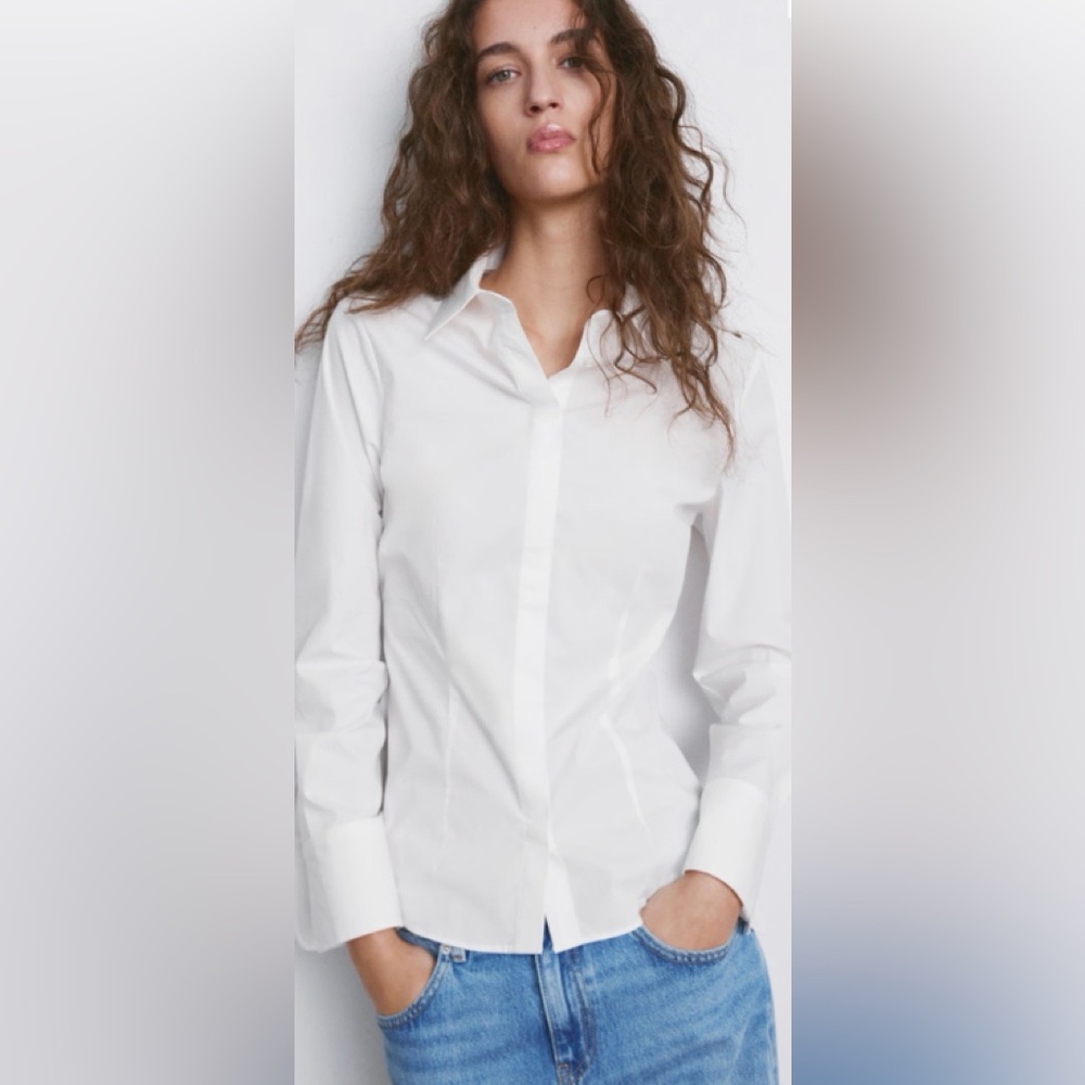 Mango Women's Classic White Button Down Shirt - Picture 3 of 6